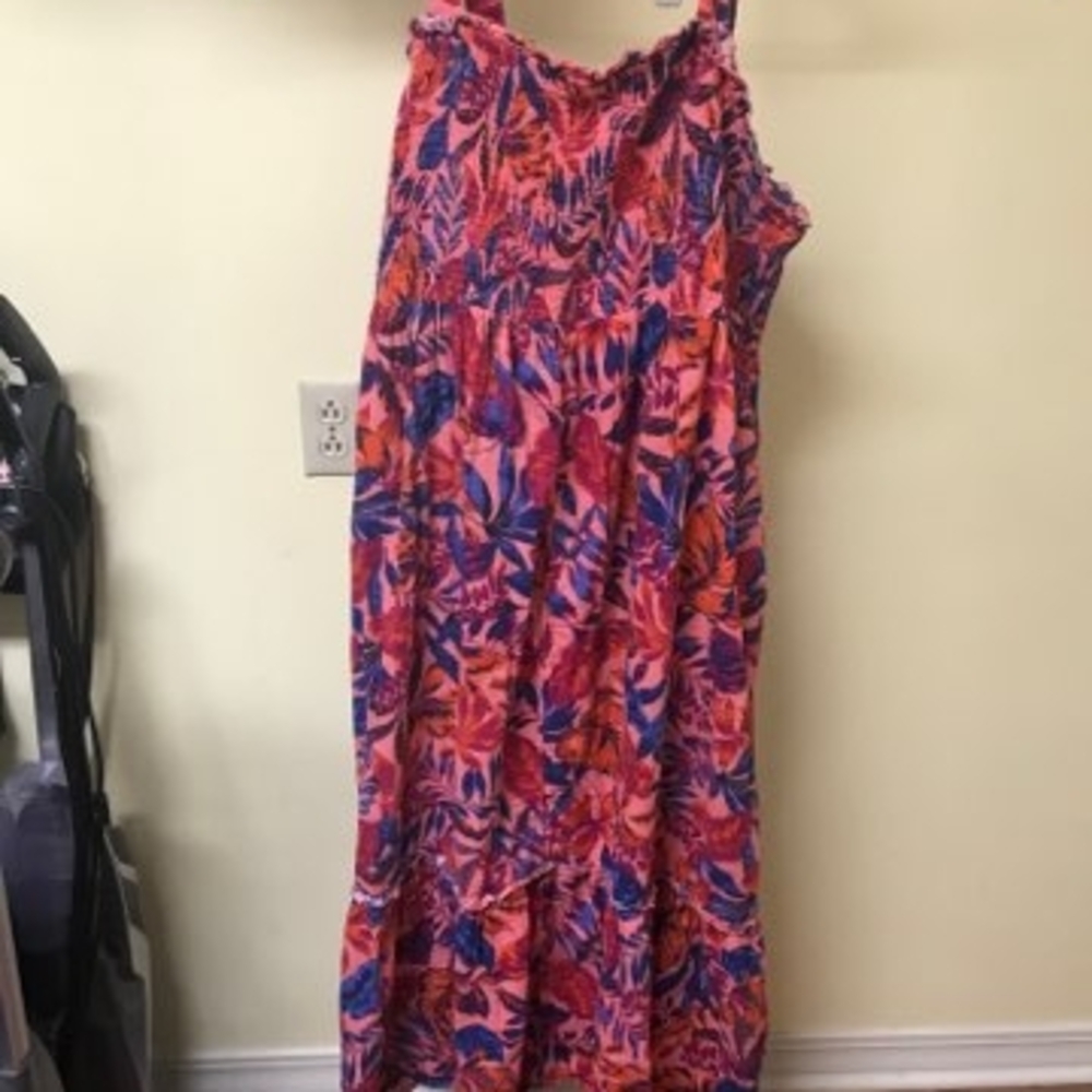 Vibrant Pink and Blue Maxi Dress